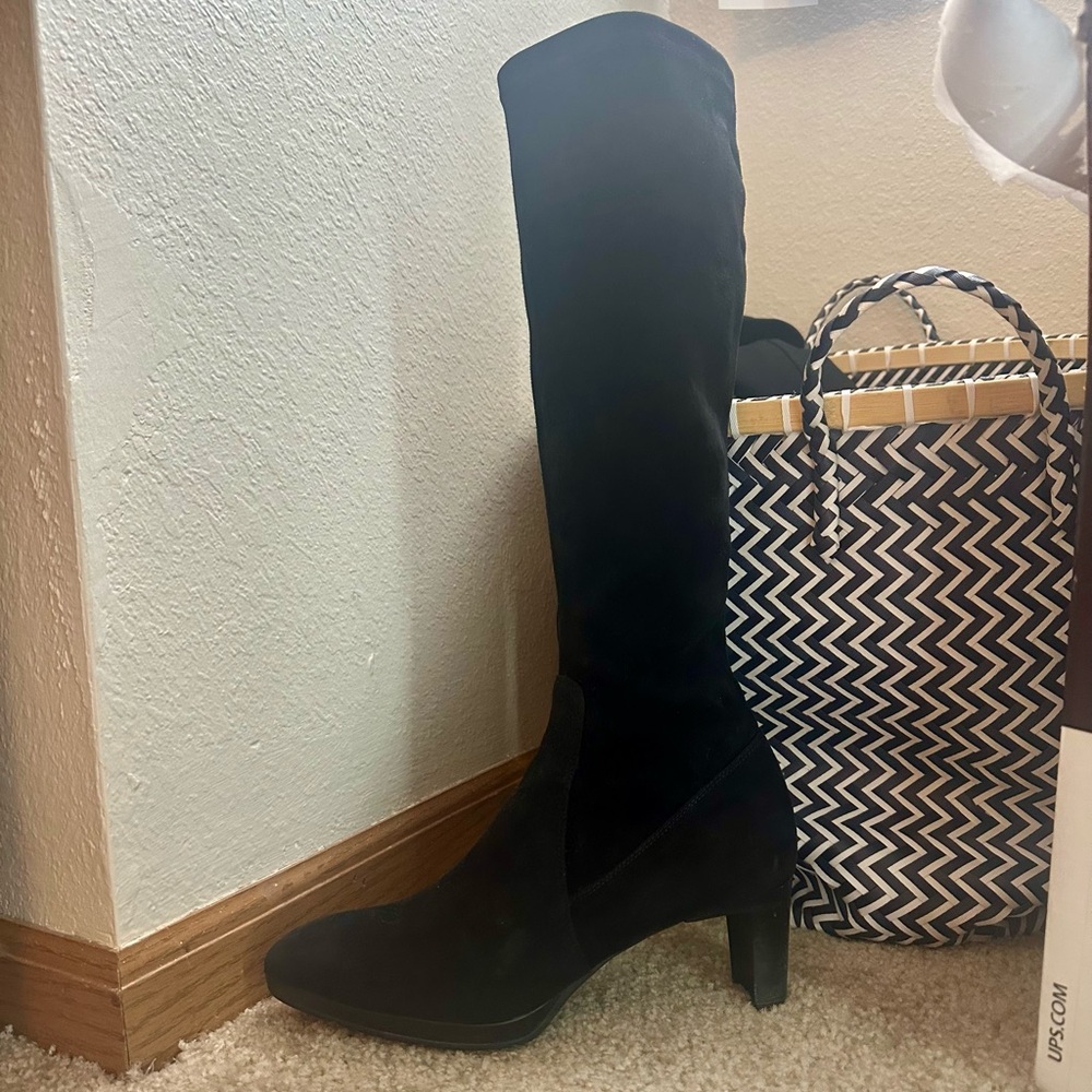 Aquatalia | Suede Knee-High Boots in Black, size 9